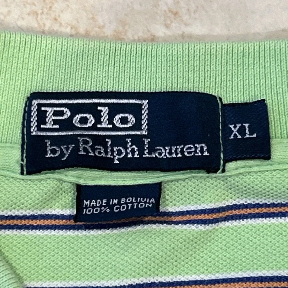 Polo by Ralph Lauren Polo Men's XL Green Stripe Short Sleeve Shirt Cotton Preppy